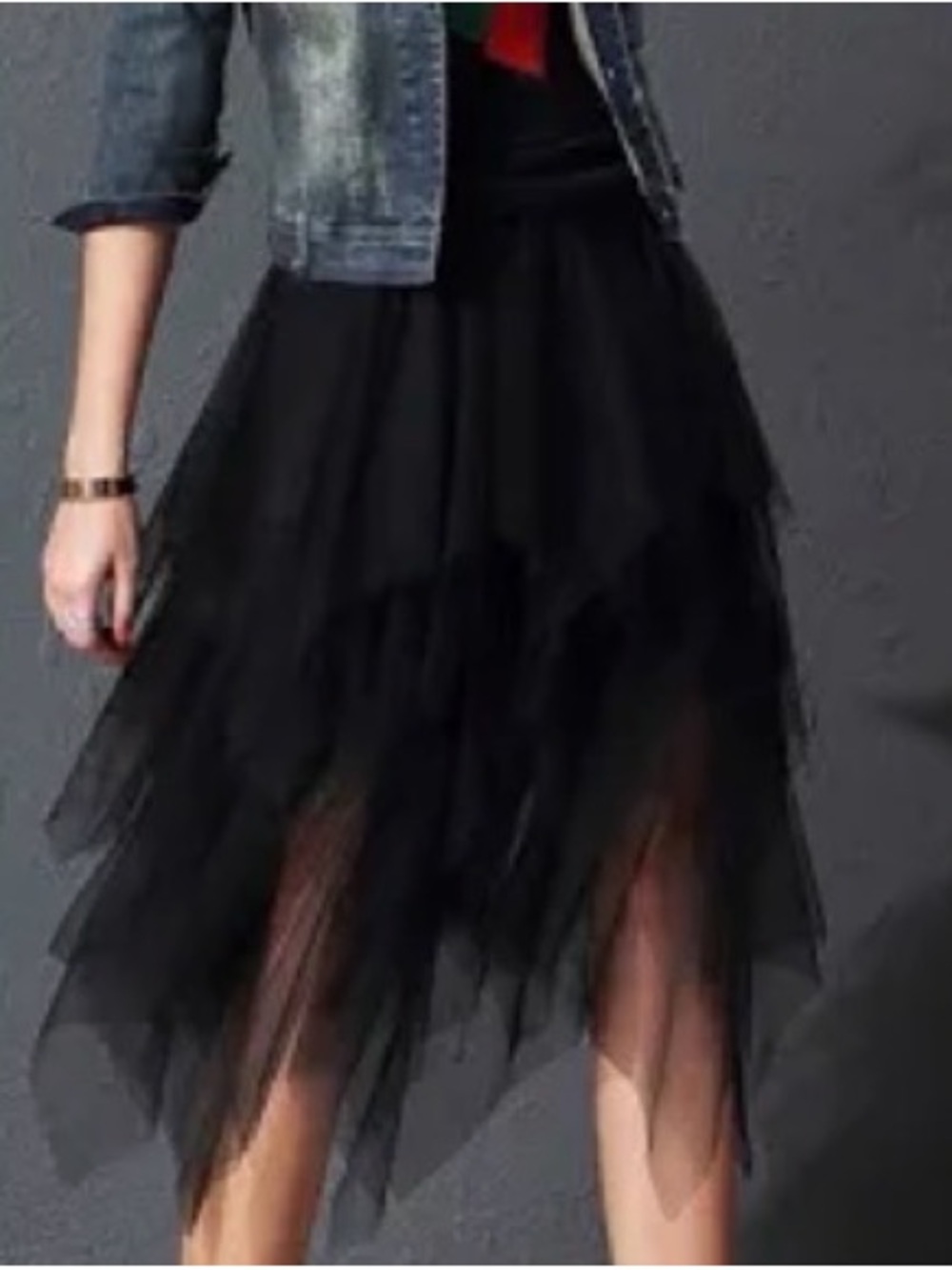 Black Layered Tulle Midi Skirt - Women size small